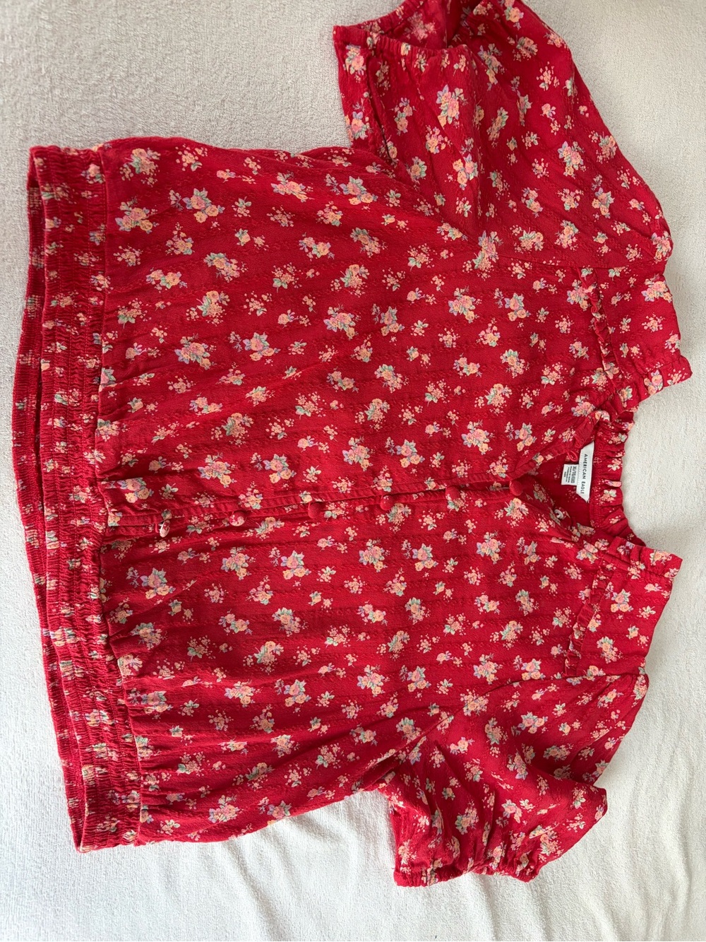 American Eagle Outfitters Red Floral Crop Top